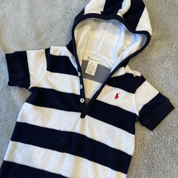 Ralph Lauren Polo Hooded Terry Cloth Romper 24 months
